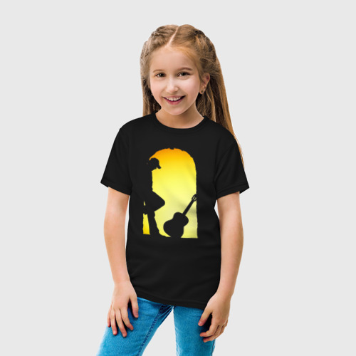 Детская футболка хлопок Печальный гитарист, цвет черный - фото 5