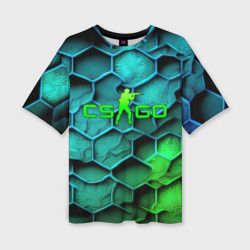 Женская футболка oversize 3D CS GO   green blue