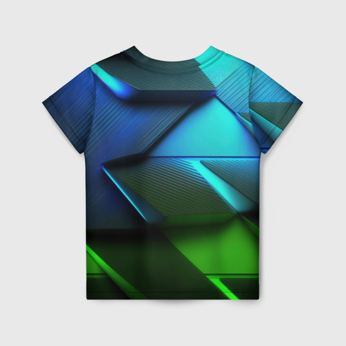 Детская футболка 3D CS GO green  blue abstract, цвет 3D печать - фото 2