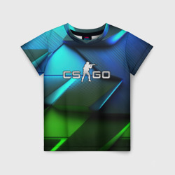 Детская футболка 3D CS GO green  blue abstract