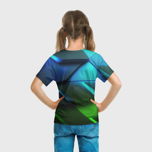 Детская футболка 3D CS GO green  blue abstract, цвет 3D печать - фото 6