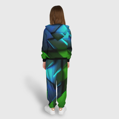 Детский костюм с толстовкой 3D CS GO green  blue abstract, цвет черный - фото 6