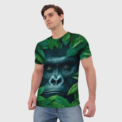 Мужская футболка 3D Горилла в кустах - фото 2