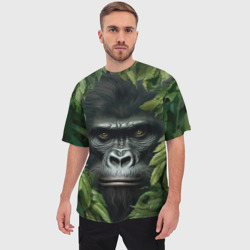 Мужская футболка oversize 3D Горилла в джунгях - фото 2