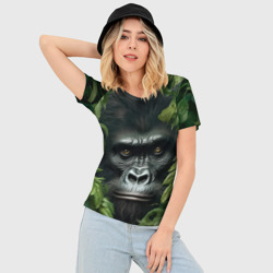 Женская футболка 3D Slim Горилла в джунгях - фото 2