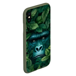 Чехол для iPhone XS Max матовый Горилла в кустах джунгли - фото 2