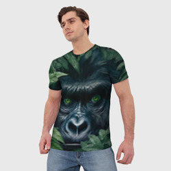 Мужская футболка 3D Крупная морда гориллы - фото 2