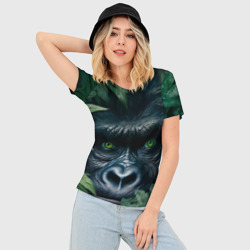 Женская футболка 3D Slim Крупная морда гориллы - фото 2