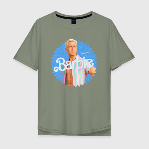 Мужская футболка хлопок Oversize с принтом Райан Гослинг Кен, вид спереди #2