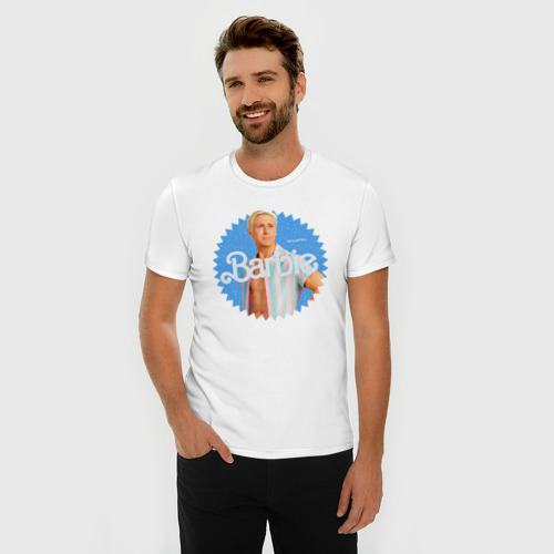 Мужская футболка хлопок Slim Райан Гослинг Кен, цвет белый - фото 3