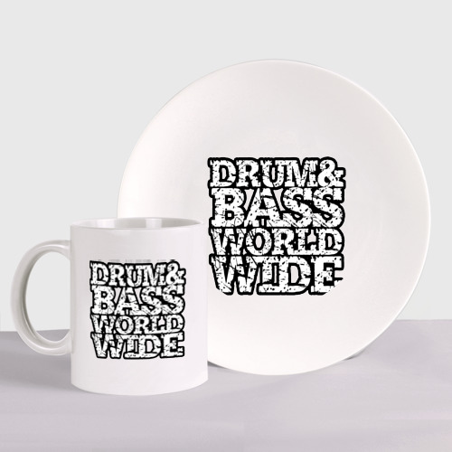 Набор: тарелка + кружка Drum and bass world wide