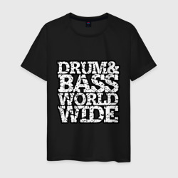 Drum and bass world wide – Мужская футболка хлопок с принтом купить со скидкой в -20%