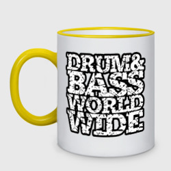 Кружка двухцветная Drum and bass world wide