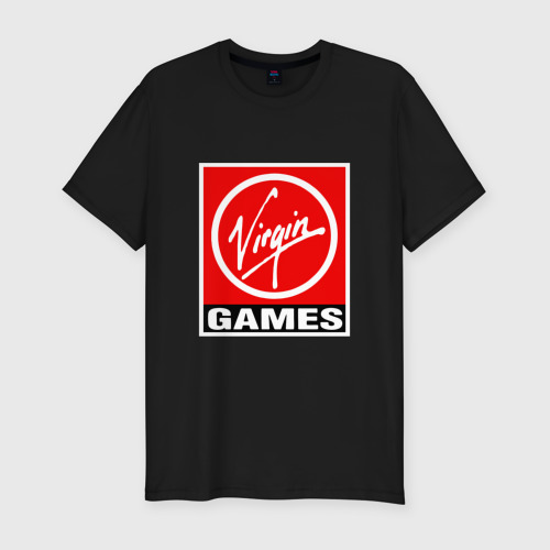 Мужская футболка хлопок Slim Virgin games logo, цвет черный