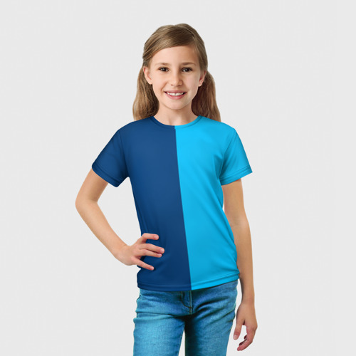 Детская футболка 3D Двуцветный синий, цвет 3D печать - фото 5