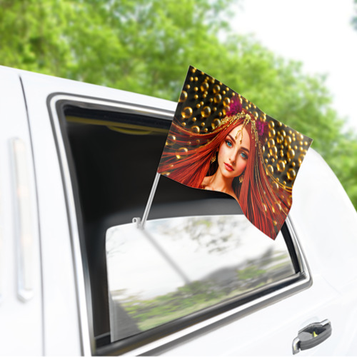 Флаг для автомобиля Девушка с распущенными красными волосами - фото 3