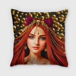 Подушка 3D Девушка с распущенными красными волосами