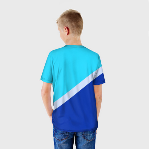 Детская футболка 3D Двуцветный голубой, цвет 3D печать - фото 4