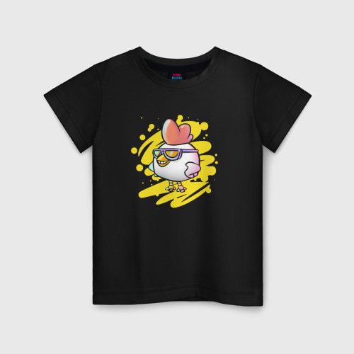 Детская футболка хлопок с принтом Chicken with glasses - Chicken Gun, вид спереди #2
