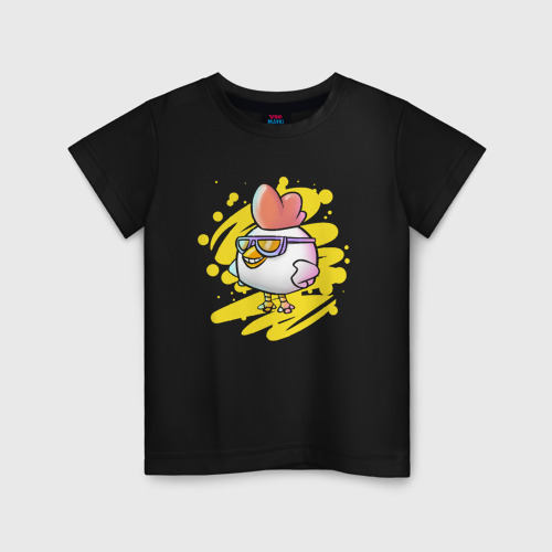 Светящаяся детская футболка Chicken with glasses - Chicken Gun, цвет черный