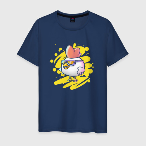Светящаяся мужская футболка Chicken with glasses - Chicken Gun, цвет темно-синий