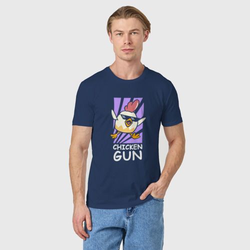 Мужская футболка хлопок с принтом Chicken Gun - Game, фото на моделе #1