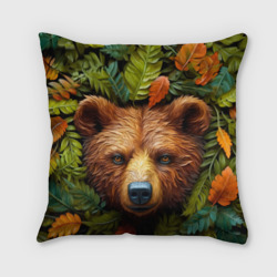 Подушка 3D Медведь в листьях