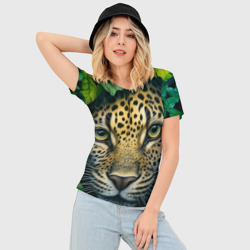 Женская футболка 3D Slim Леопард в листьях - фото 2