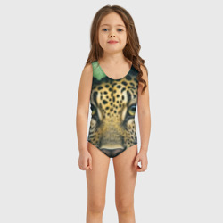 Детский купальник 3D Леопард в листьях