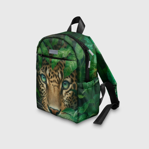 Детский рюкзак 3D с принтом Леопард в  кустах, вид сбоку #3