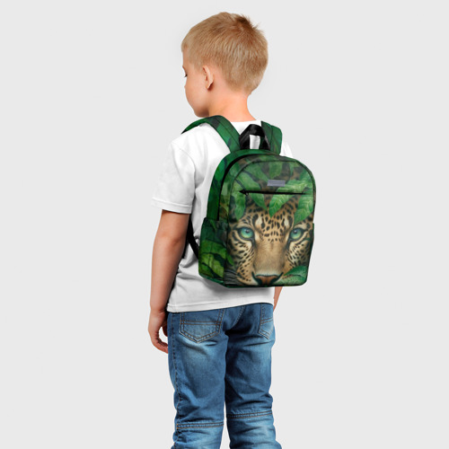 Детский рюкзак 3D с принтом Леопард в  кустах, фото на моделе #1