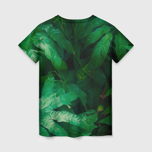 Женская футболка 3D с принтом Леопард в  кустах, вид сзади #1