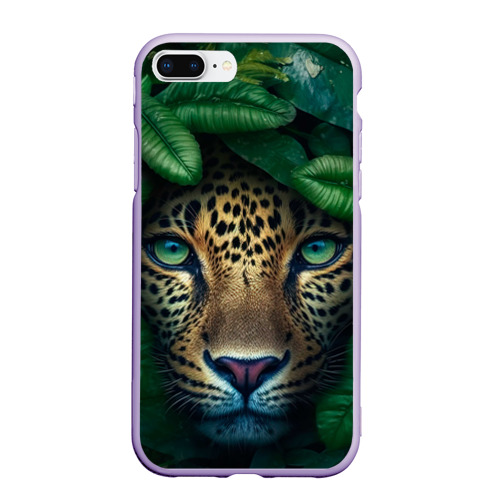 Чехол для iPhone 7Plus/8 Plus матовый с принтом Леопард  в  кустах, вид спереди #2