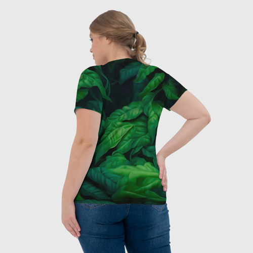 Женская футболка 3D с принтом Леопард  в джунглях, вид сзади #2