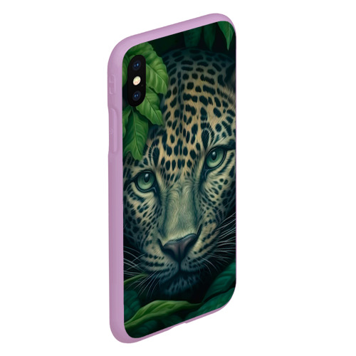 Чехол для iPhone XS Max матовый с принтом Леопард  в джунглях, вид сбоку #3