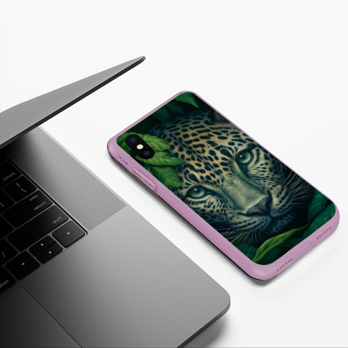 Чехол для iPhone XS Max матовый с принтом Леопард  в джунглях, фото #5