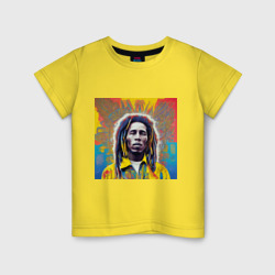 Детская футболка хлопок Bob Marley blue-yellow graffity Art