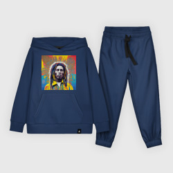 Детский костюм с толстовкой хлопок Bob Marley blue-yellow graffity Art