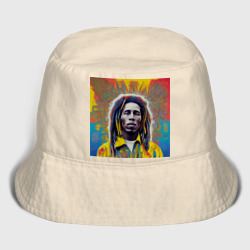 Женская панама хлопок Bob Marley blue-yellow graffity Art