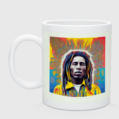 Кружка керамическая Bob Marley blue-yellow graffity Art, цвет фосфор