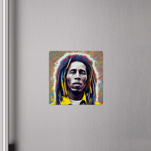 Магнит виниловый Квадрат Bob Marley blue-yellow graffity Art - фото 4