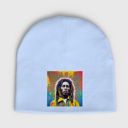 Детская шапка демисезонная Bob Marley blue-yellow graffity Art