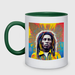 Кружка двухцветная Bob Marley blue-yellow graffity Art