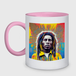 Кружка двухцветная Bob Marley blue-yellow graffity Art