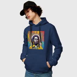 Мужская толстовка хлопок Bob Marley blue-yellow graffity Art - фото 2