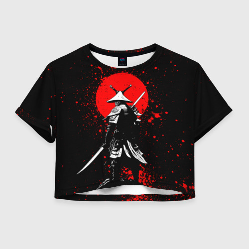 Женская футболка Crop-top 3D Призрак Цусимы - самурай, цвет 3D печать