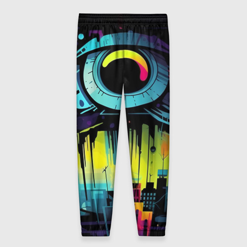 Женские брюки 3D с принтом The eye of cyberpunk, вид сзади #1