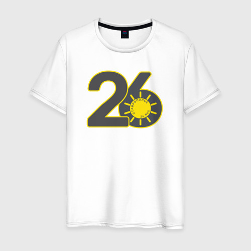 Мужская футболка из хлопка с принтом 26 Ставрополье, вид спереди №1