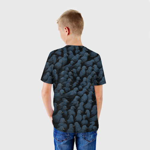Детская футболка 3D с принтом White crow, вид сзади #2