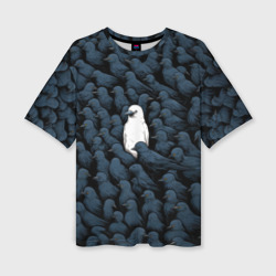 Женская футболка oversize 3D White crow